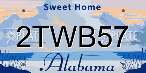 2TWB57 Alabama License Plate