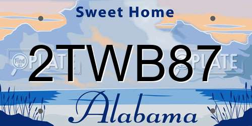 2TWB87 Alabama License Plate