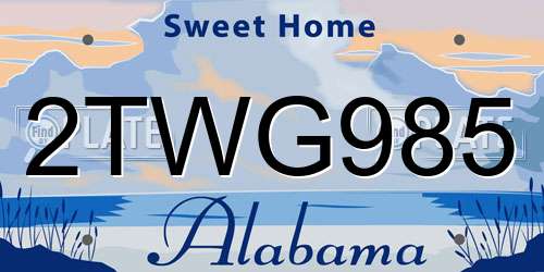 2TWG985 Alabama License Plate