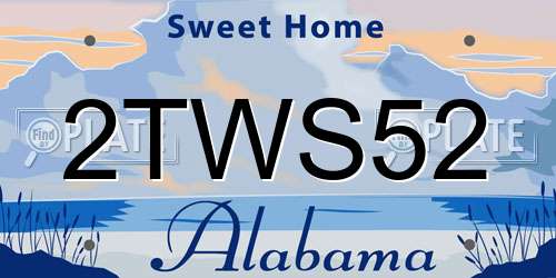 2TWS52 Alabama License Plate