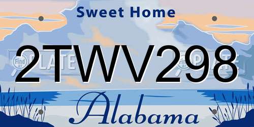 2TWV298 Alabama License Plate