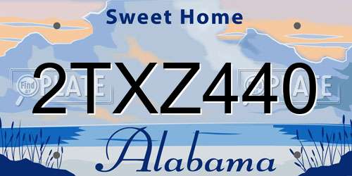 2TXZ440 Alabama License Plate