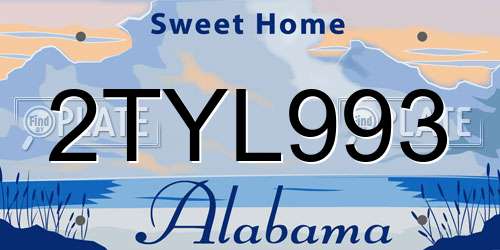 2TYL993 Alabama License Plate