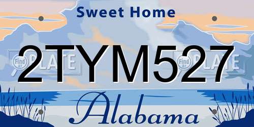 2TYM527 Alabama License Plate