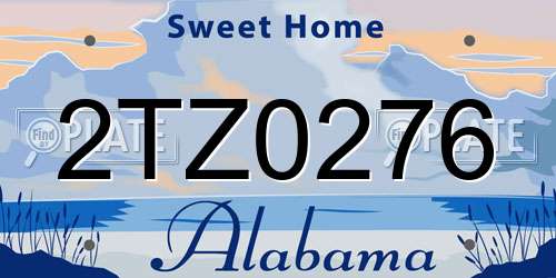 2TZ0276 Alabama License Plate