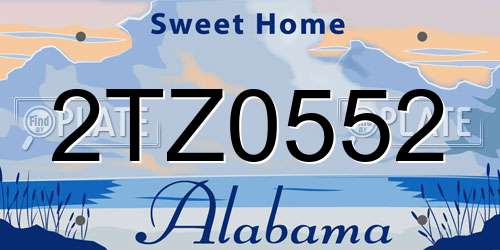 2TZ0552 Alabama License Plate