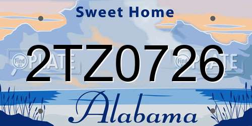 2TZ0726 Alabama License Plate