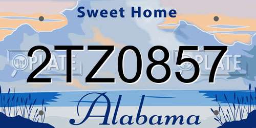 2TZ0857 Alabama License Plate