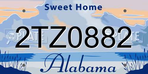 2TZ0882 Alabama License Plate