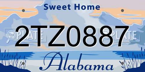 2TZ0887 Alabama License Plate