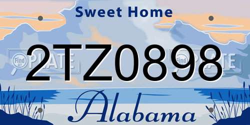 2TZ0898 Alabama License Plate