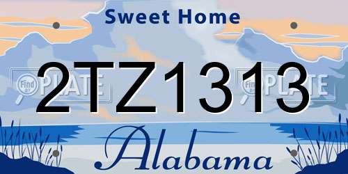 2TZ1313 Alabama License Plate