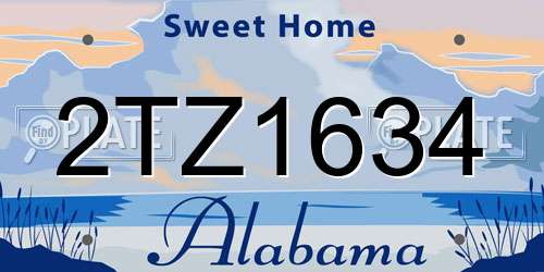 2TZ1634 Alabama License Plate