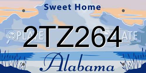 2TZ264 Alabama License Plate