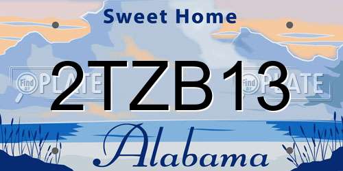 2TZB13 Alabama License Plate