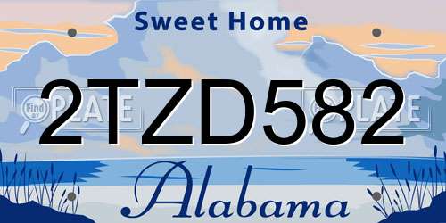 2TZD582 Alabama License Plate