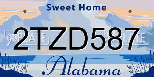 2TZD587 Alabama License Plate