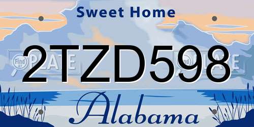 2TZD598 Alabama License Plate