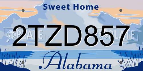 2TZD857 Alabama License Plate