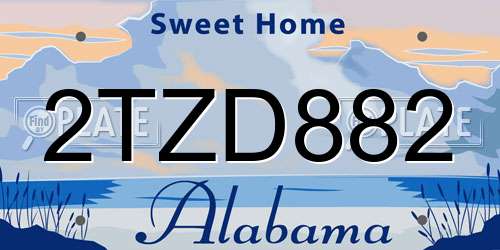 2TZD882 Alabama License Plate