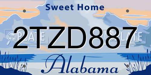 2TZD887 Alabama License Plate