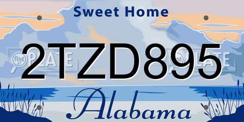 2TZD895 Alabama License Plate