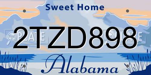 2TZD898 Alabama License Plate