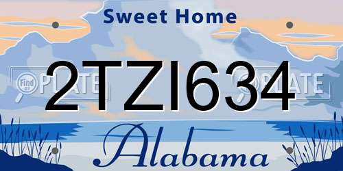 2TZI634 Alabama License Plate