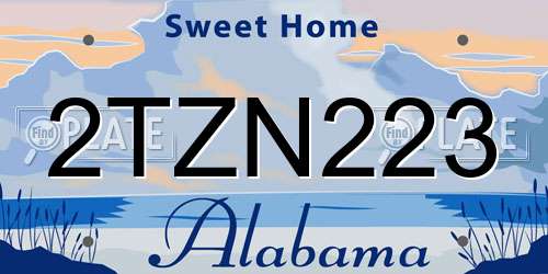 2TZN223 Alabama License Plate