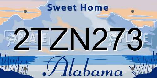 2TZN273 Alabama License Plate