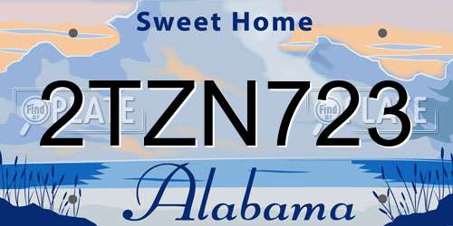 2TZN723 Alabama License Plate