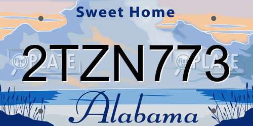 2TZN773 Alabama License Plate