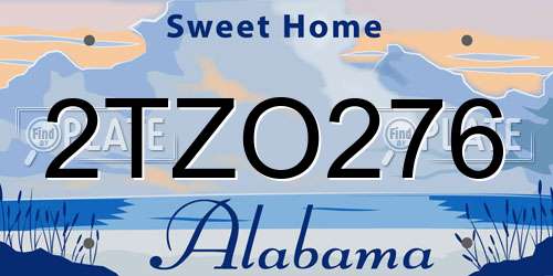 2TZO276 Alabama License Plate