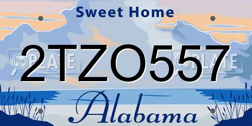 2TZO557 Alabama License Plate