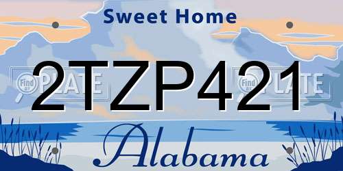 2TZP421 Alabama License Plate