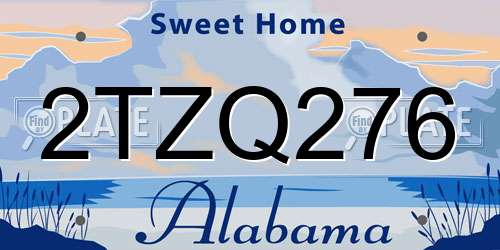 2TZQ276 Alabama License Plate