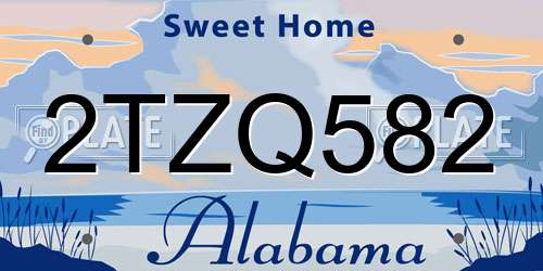 2TZQ582 Alabama License Plate
