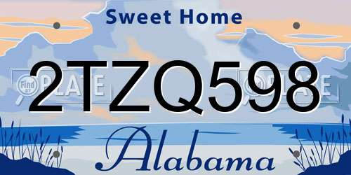 2TZQ598 Alabama License Plate
