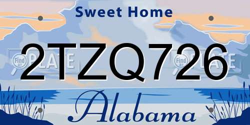 2TZQ726 Alabama License Plate