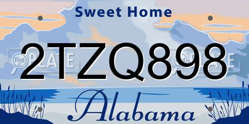 2TZQ898 Alabama License Plate