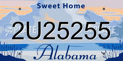 2U25255 Alabama License Plate