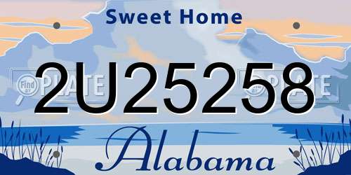 2U25258 Alabama License Plate