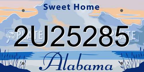 2U25285 Alabama License Plate