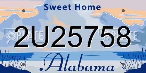2U25758 Alabama License Plate
