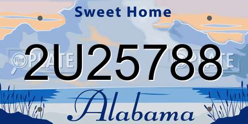 2U25788 Alabama License Plate