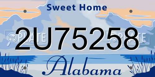 2U75258 Alabama License Plate
