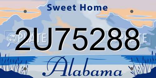 2U75288 Alabama License Plate