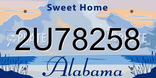 2U78258 Alabama License Plate