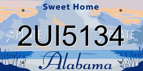2UI5134 Alabama License Plate
