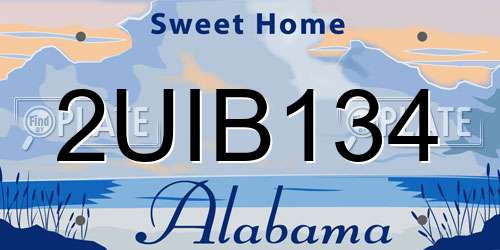 2UIB134 Alabama License Plate
